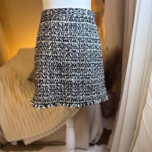 Alice + Olivia Black and White Textured Mini Skirt